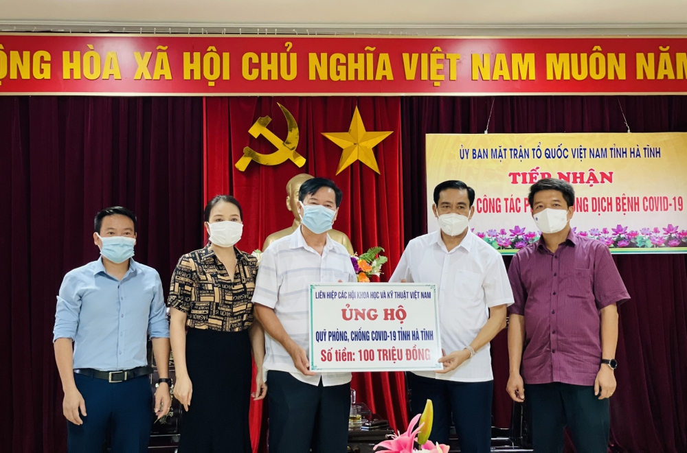 Liên hiệp các Hội KH&KT Việt nam hỗ trợ Quỹ phòng chống Covid tỉnh Hà Tĩnh 100 triệu đồng